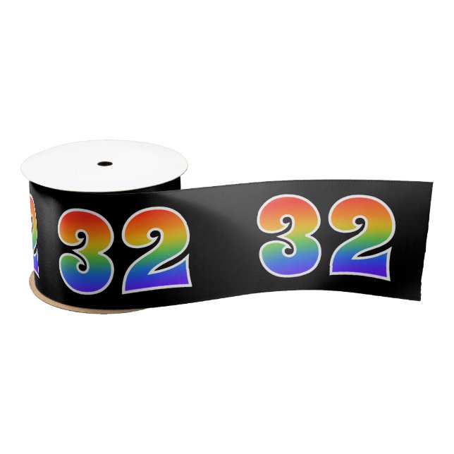 Spaß, Regenbogenmuster "32" Ereignisnummer (schwar Satinband (Spule)