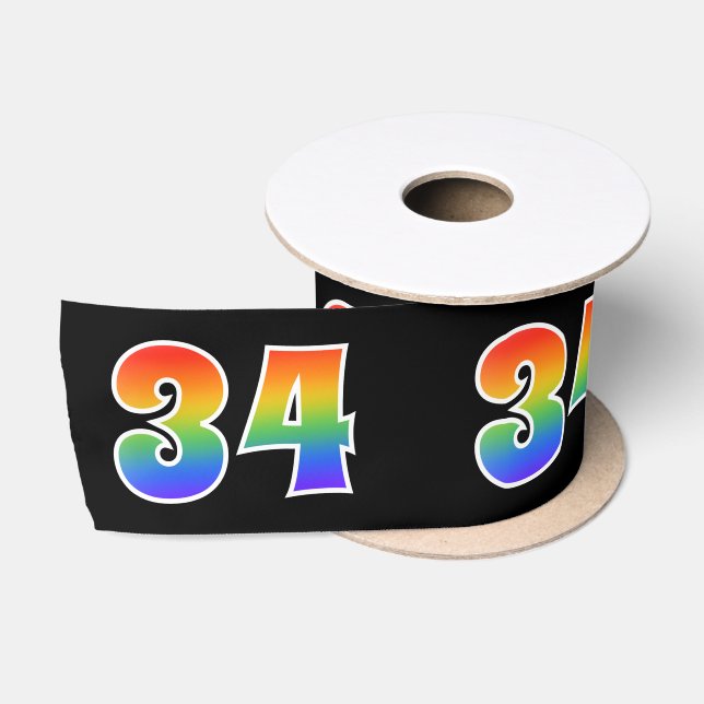 Spaß, Regenbogenmuster "34" Ereignisnummer (schwar Satinband (Spule)