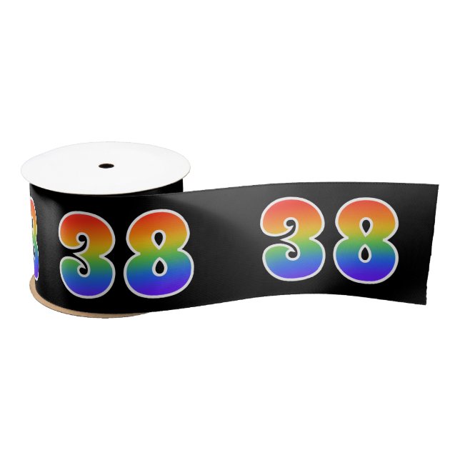 Spaß, Regenbogenmuster "38" Ereignisnummer (schwar Satinband (Spule)