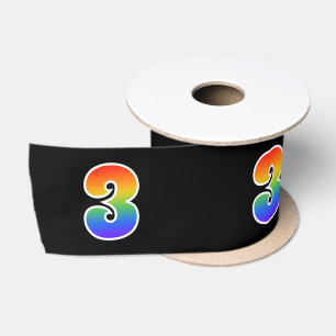 Spaß, Regenbogenmuster "3" Ereignisnummer (schwarz Satinband
