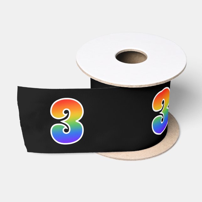 Spaß, Regenbogenmuster "3" Ereignisnummer (schwarz Satinband (Spule)