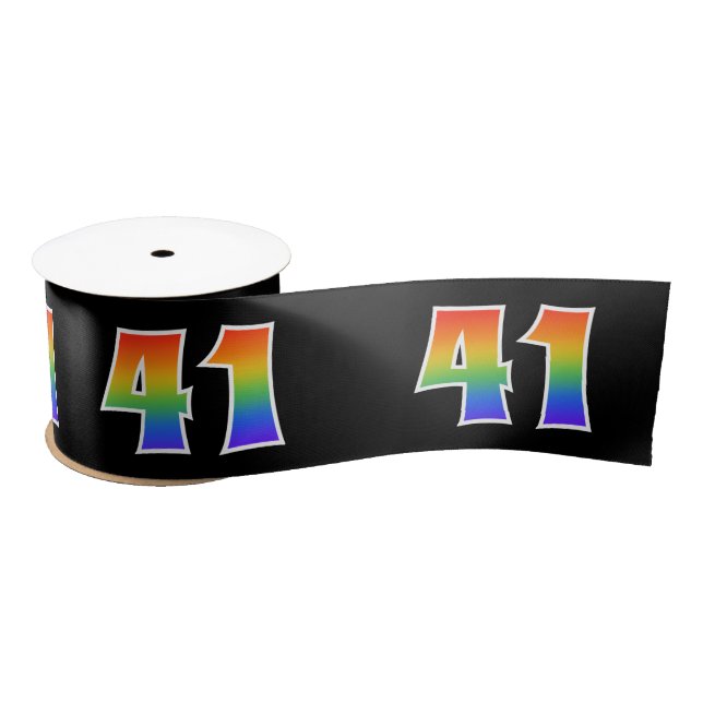 Spaß, Regenbogenmuster "41" Ereignisnummer (schwar Satinband (Spule)