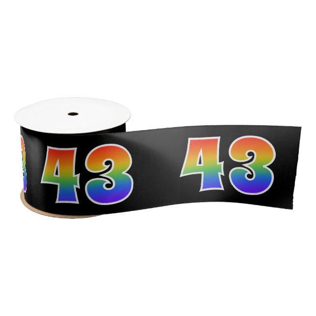 Spaß, Regenbogenmuster "43" Ereignisnummer (schwar Satinband (Spule)