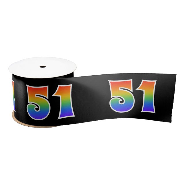 Spaß, Regenbogenmuster "51" Ereignisnummer (schwar Satinband (Spule)