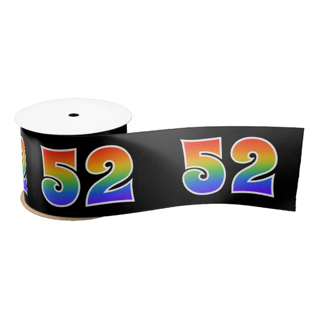 Spaß, Regenbogenmuster "52" Ereignisnummer (schwar Satinband (Spule)