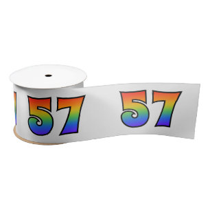 Spaß, Regenbogenmuster "57" Ereignisnummer (grau) Satinband