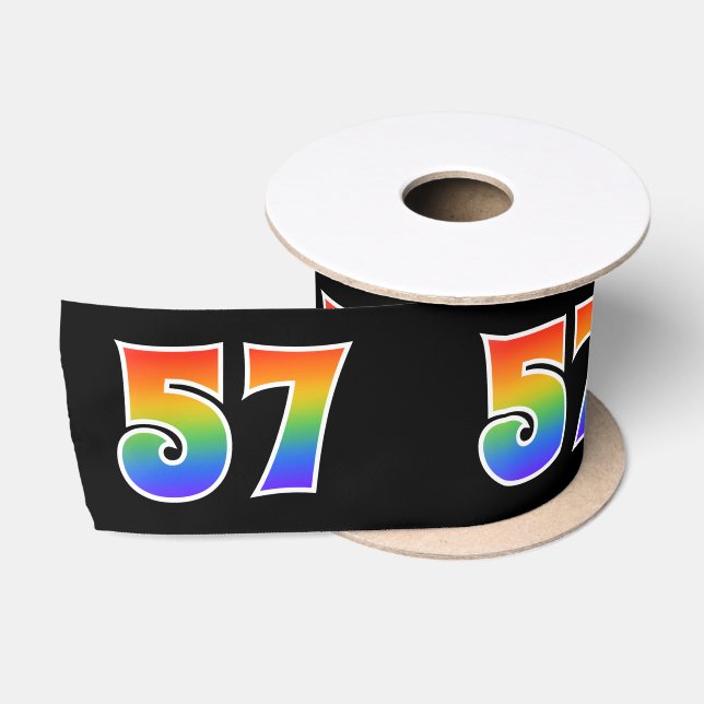 Spaß, Regenbogenmuster "57" Ereignisnummer (schwar Satinband (Spule)