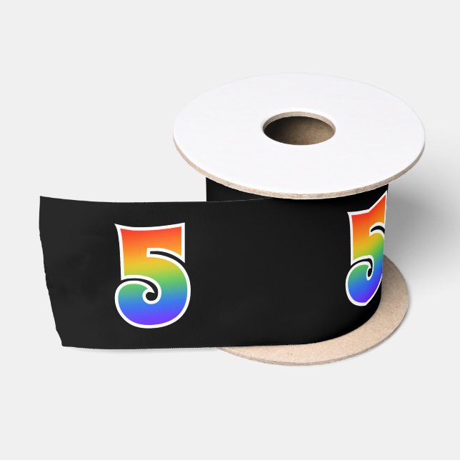 Spaß, Regenbogenmuster "5" Ereignisnummer (schwarz Satinband (Spule)