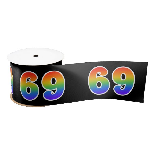 Spaß, Regenbogenmuster "69" Ereignisnummer (schwar Satinband (Spule)