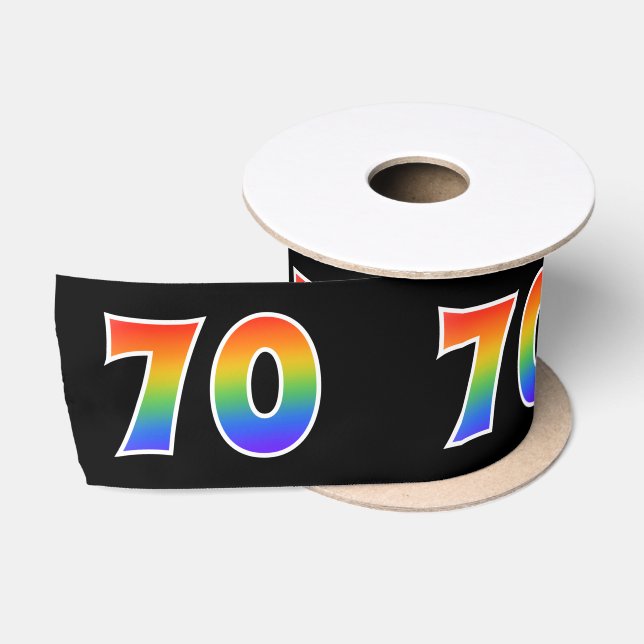 Spaß, Regenbogenmuster "70" Ereignisnummer (schwar Satinband (Spule)