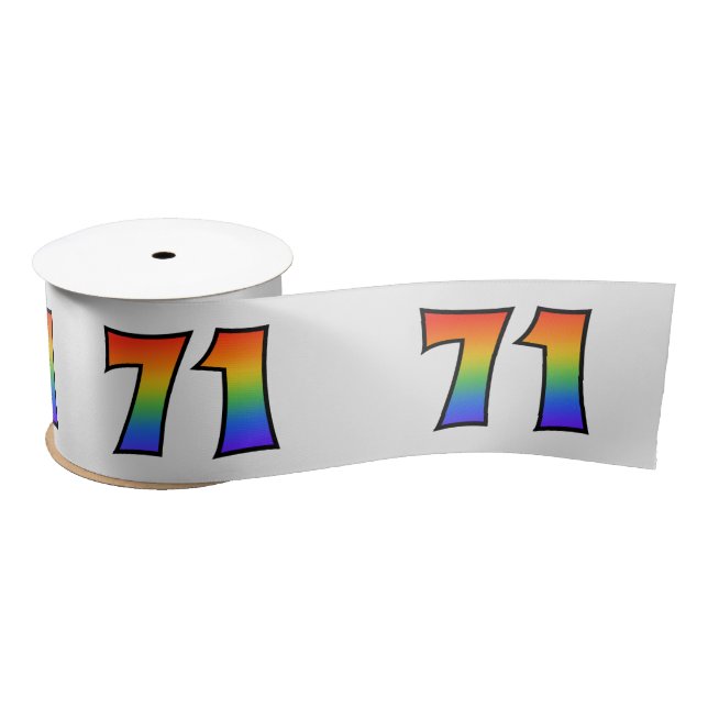 Spaß, Regenbogenmuster "71" Ereignisnummer (grau) Satinband (Spule)