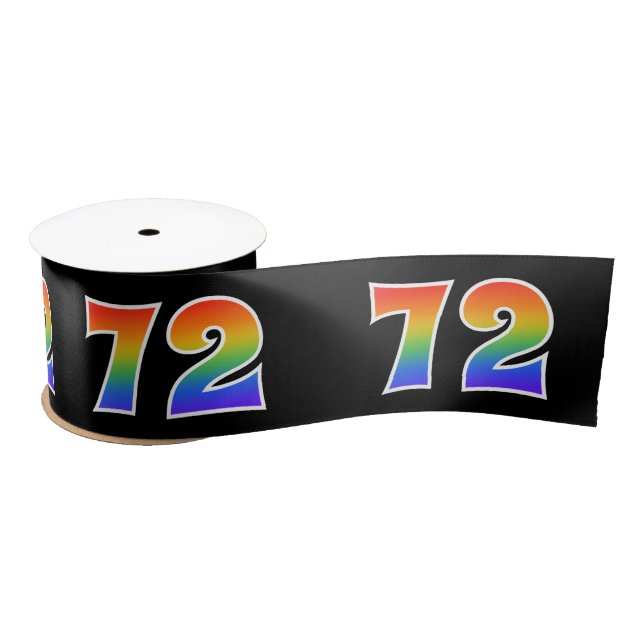 Spaß, Regenbogenmuster "72" Ereignisnummer (schwar Satinband (Spule)