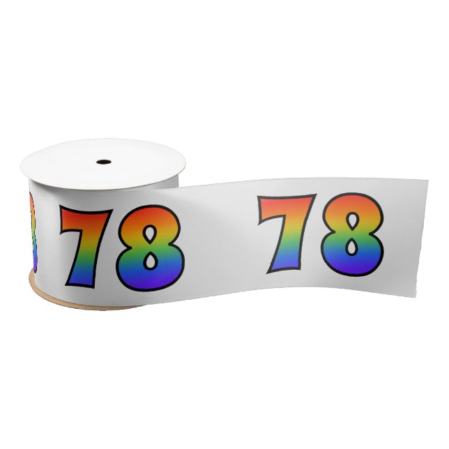 Spaß, Regenbogenmuster "78" Ereignisnummer (grau) Satinband (Spule)