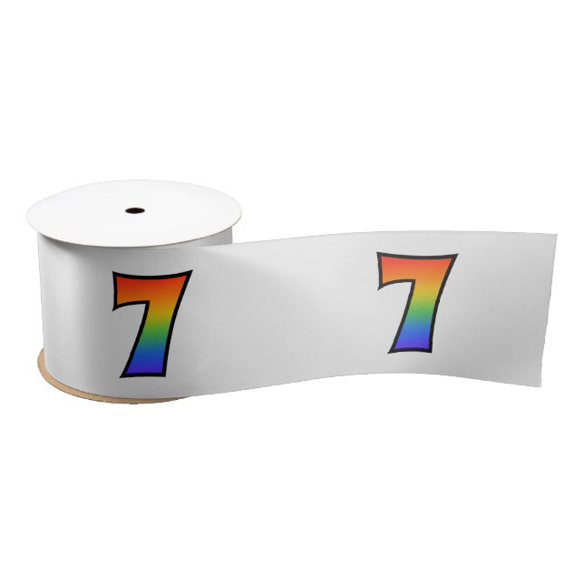 Spaß, Regenbogenmuster "7" Ereignisnummer (grau) Satinband (Spule)