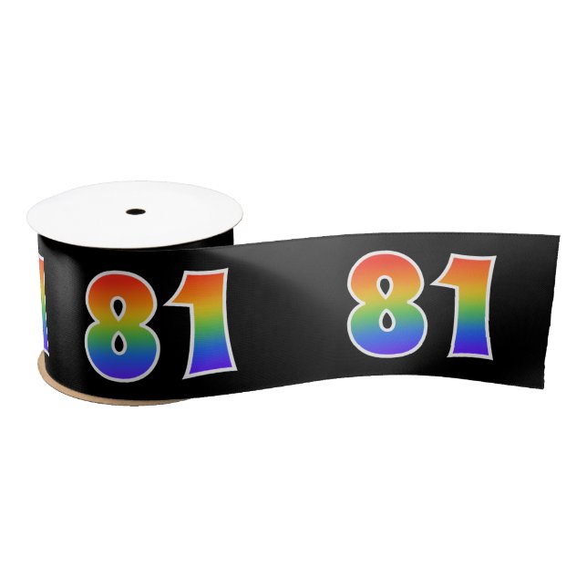 Spaß, Regenbogenmuster "81" Ereignisnummer (schwar Satinband (Spule)