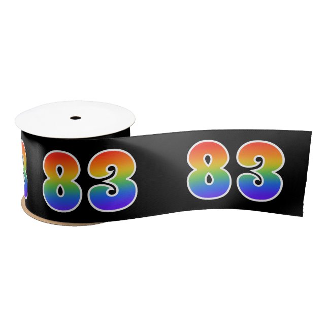 Spaß, Regenbogenmuster "83" Ereignisnummer (schwar Satinband (Spule)