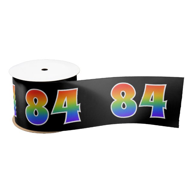 Spaß, Regenbogenmuster "84" Ereignisnummer (schwar Satinband (Spule)