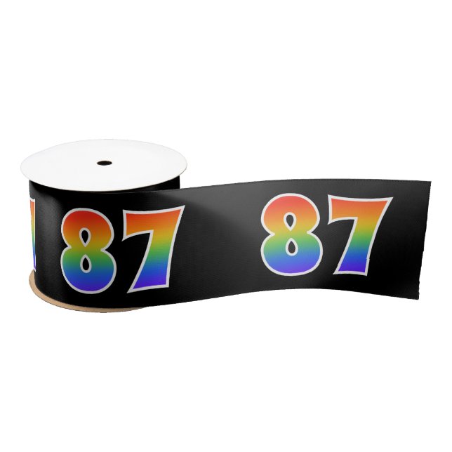 Spaß, Regenbogenmuster "87" Ereignisnummer (schwar Satinband (Spule)