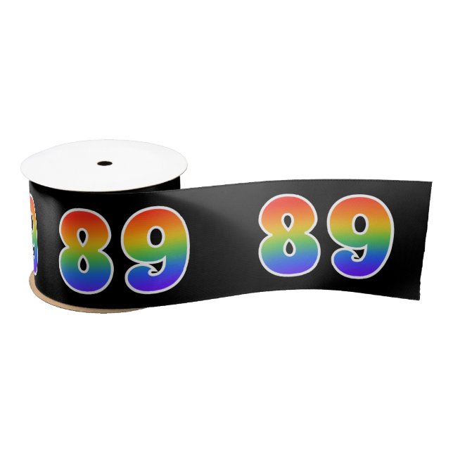 Spaß, Regenbogenmuster "89" Ereignisnummer (schwar Satinband (Spule)