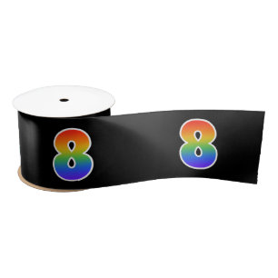 Spaß, Regenbogenmuster "8" Ereignisnummer (schwarz Satinband