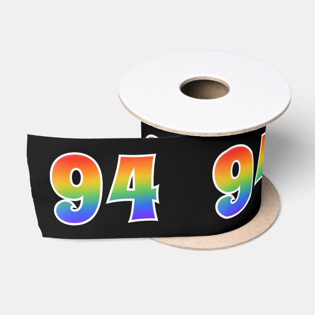 Spaß, Regenbogenmuster "94" Ereignisnummer (schwar Satinband (Spule)