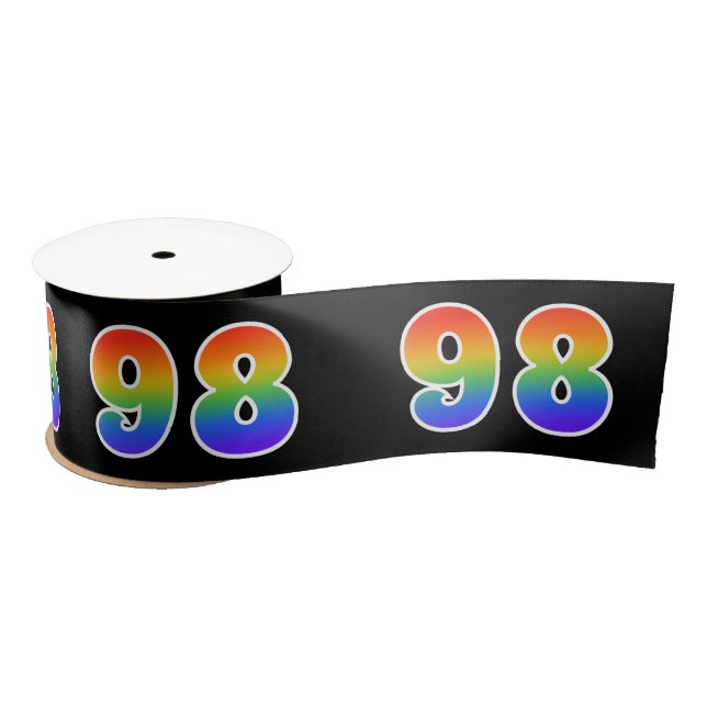 Spaß, Regenbogenmuster "98" Ereignisnummer (schwar Satinband (Spule)