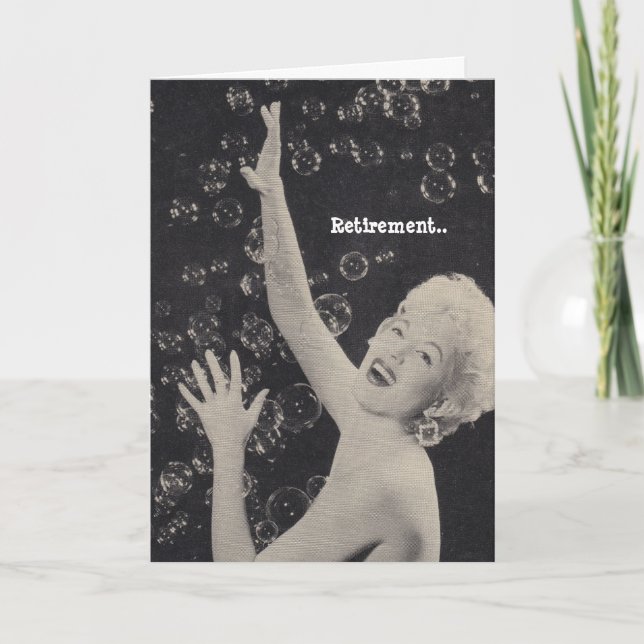 Spaß Rente Champagnerdame platzte die Blasen Karte (Vorderseite)
