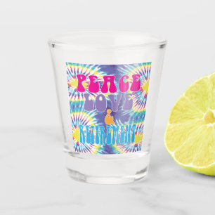 Spaß Retro Peace Liebe & Ruhestand mit Gefärbte  Schnapsglas