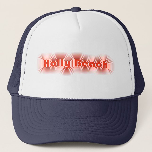Spaß-Retro Stechpalmen-Strand-Louisiana-Hut Truckerkappe (Vorderseite)