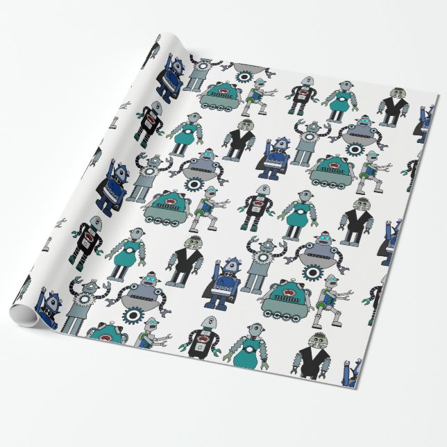 Spaß Roboter-Packpapier für Kinder, Aussenseiter, Geschenkpapier (Ungerollt)