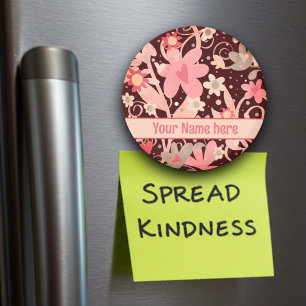 Spaß Rosa Blume Personalisiert Inspirivity Magnet