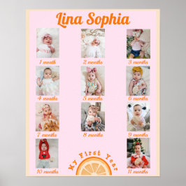 Spaß rosa Erstes Jahr Monatliche Fotos Poster