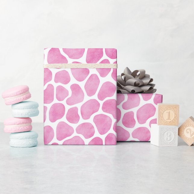 Spaß, rosa Giraffe Muster Geschenkpapier (Babyparty)