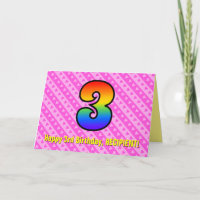 Spaß Rosa Streifen, Herz, Regenbogen # 3. Geburtst