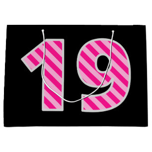 Spaß-Rosa Striped "19"; Glücklicher 19. Große Geschenktüte