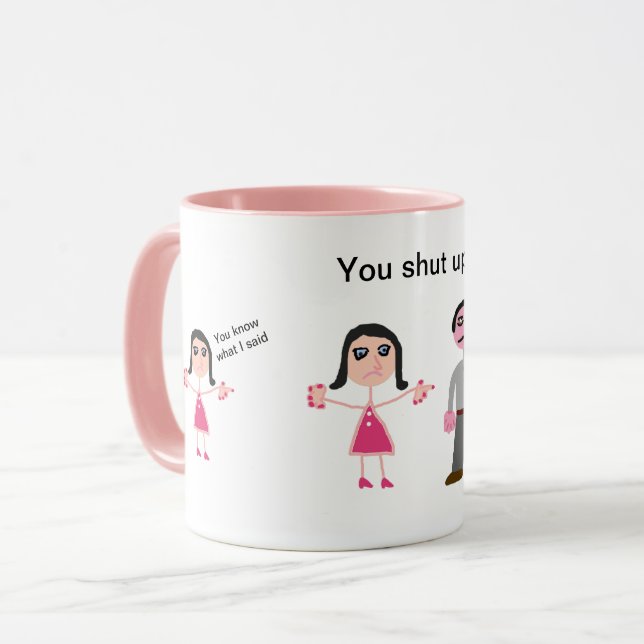 Spaß-Rosaweiß der Tasse kundenspezifisches (Vorderseite Links)
