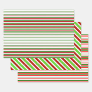 Spaß Rot, Weiß, Grün gefärbt Weihnachten Inspirier Geschenkpapier Set
