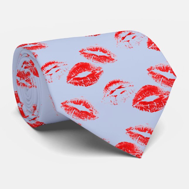 Spaß! Rote Lippenstiftabdrücke Krawatte (Gerollt)