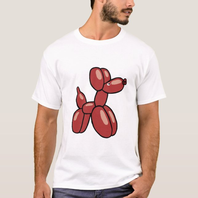 Spaß, roter Ballonhund Design T-Shirt (Vorderseite)