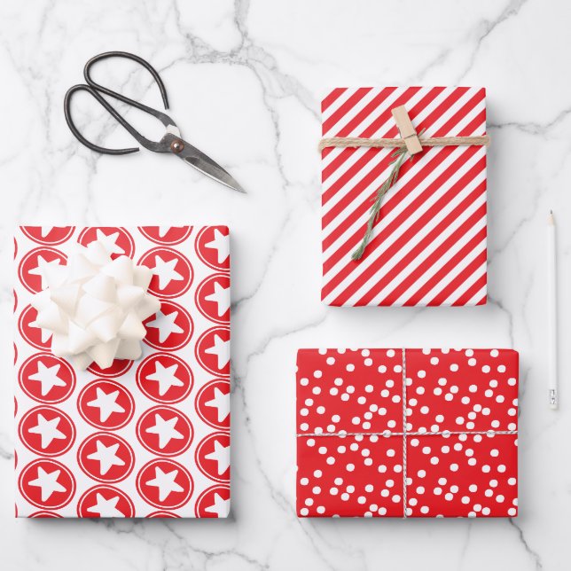 Spaß roter Muster Geschenkpapier Set (Vorderseite)