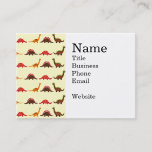 Spaß-rotes orange und grüner Dinosaurier-Muster Visitenkarte