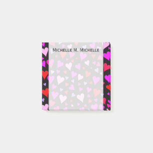 Spaß-rotes, rosa, lila u. magentarotes Herz-Muster Post-it Klebezettel