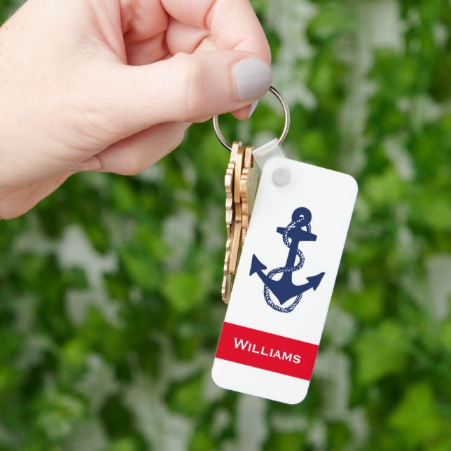 Spaß RWB nautischer ANCHOR MIT NAME | SCHLÜSSELANH Schlüsselanhänger (Hand)