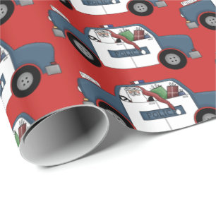 Spaß Sankt, die Polizeiauto-Partyverpackung fähr Geschenkpapier