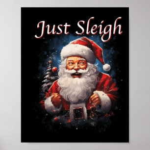 Spaß, Schlitten fahren, den Weihnachtsmann einfach Poster