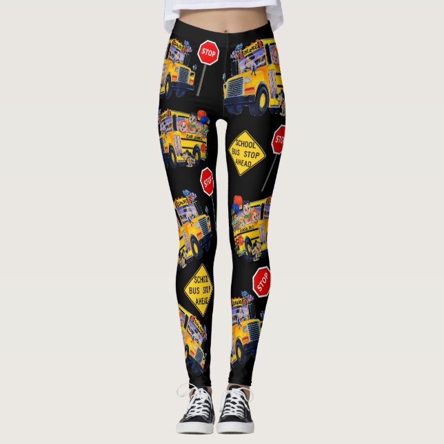 Spaß-Schulbustreiber-Party-Muster-Leggings Leggings (Vorderseite)