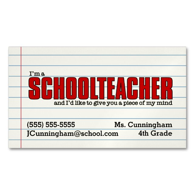 Spaß Schullehrer Magnetkontakt Magnetische Visitenkarte (Vorderseite)