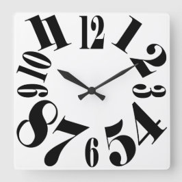 Spaß Schwarz und Weiß große Zahlen Quadratische Wanduhr