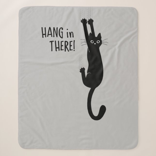 Spaß Schwarze Katze auf - Hang da rein! humorvoll Sherpadecke (Vorderseite)