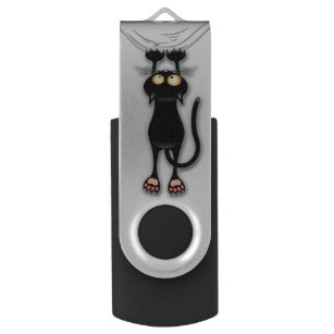 Spaß-schwarze Katze, die unten USB-Blitz-Antrieb USB Stick